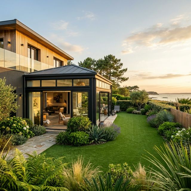 Maison moderne avec aménagement paysager